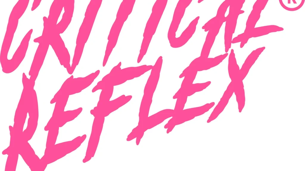 Bright pink stylized logo of the publisher Critical Reflex against a clean white background.