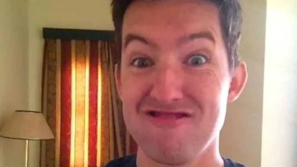 Garry Newman making a funny face close to the camera.