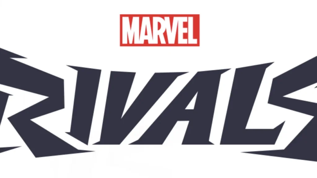 The official Marvel Rivals logo, featuring the red Marvel box logo above stylized, sharp dark letters.