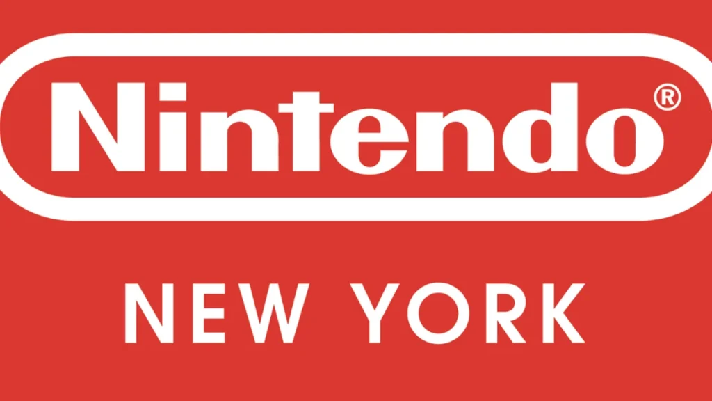 Official white Nintendo logo inside a red capsule, with 'NEW YORK' in white text below on a red background.