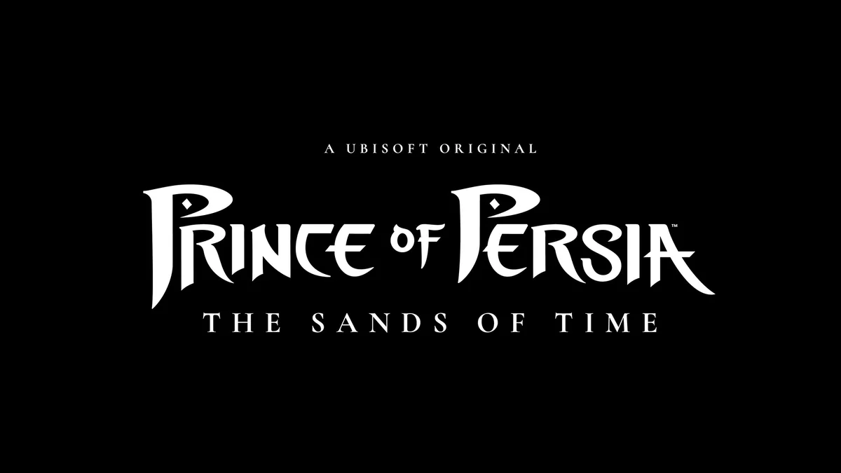 White Prince of Persia: The Sands of Time logo on a black background, labeled 'A Ubisoft Original'.